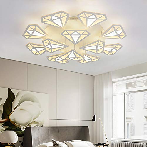 Plafonnier LED géométrique blanc éclairage uniforme sans zone d'ombre