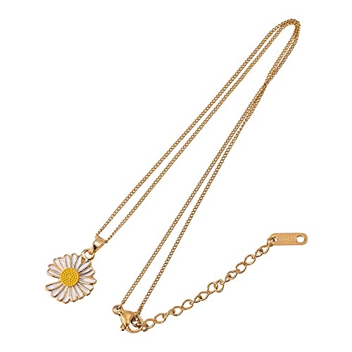 Vembley Stunning Gold Plated White Flower Pendant Necklace for Women and Girls (B09FY5PLBP) Amazon Price History, Amazon Price Tracker