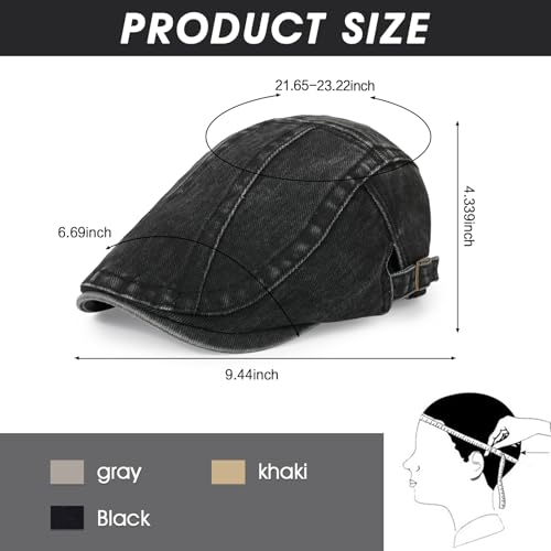 Image of 3Pcs Men's Newsboy Caps Cotton Cooling Hat Adjustable Flat Cap for Men