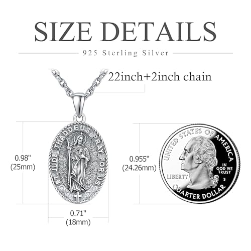 TANGPOET Saint Medal Pendant Necklace for Men 925 Oxidized Sterling Silver Patron Religious Christian Protection Amulet Jewelry Gifts for Birthday Fathers Day Christmas3