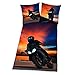 Produktbild Herding Bettwäsche-Set, Motorrad-Wendemotiv, Kopfkissenbezug 80 x 80 cm, Bettbezug 135 x 200 cm, Mit leichtläufigem Reißverschluss, Baumwolle/Renforcé