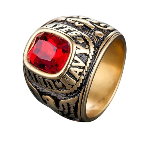 Bague en acier titane de style militaire pour homme avec pierre précieuse design tendance et unique, convient pour un usage quotidien, 10