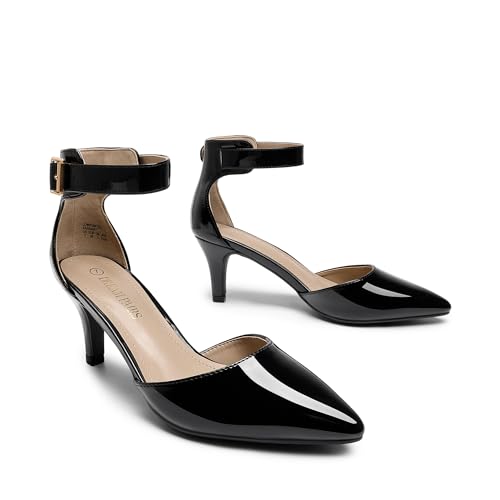 Image of DREAM PAIRS Women's Kitten Heels Ankle Strap Pumps