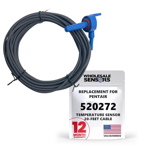Replacement Pentair 520272 Air/Water/Solar Temperature Sensor, 20-Feet Cable for Pool/Spa 12 Month Warranty
