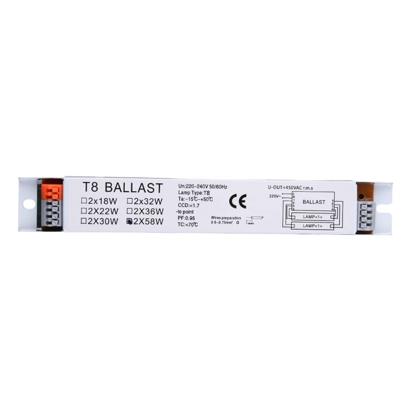 Buwei T8 220-240V AC 2x58W Ballast électronique à Large Tension Ballasts de Lampe Fluorescente