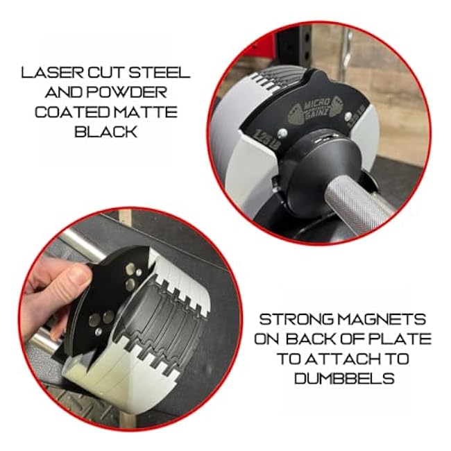 Micro Gainz 1.25LB Magnetic Weight Attachment for Nuobell Style Adjustable Dumbbells, Choose 2 or 4 Piece Magnetic Weight Plates, Ideal for Micro Loading Dumbbells, Made in USA