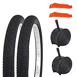 18 X 2.125 Zoll Fahrradreifen mit Schlauch, 18 Zoll Kinder-Faltfahrradreifen inkl. 2 Reifenhebern – Kompatibel mit BMX, Straßenrad & Faltrad (2 Sets)