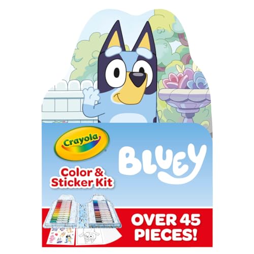 Crayola Bluey Art Kit for Kids (45pcs), Bluey Coloring Book Pages & Stickers for Kids, Arts & Crafts Set, Toys for Girls & Boys, Gift, 4+