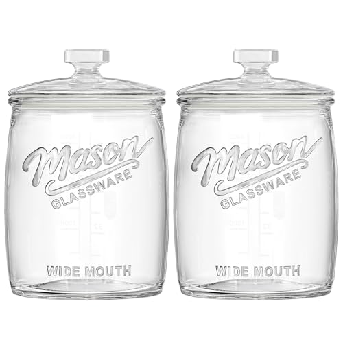 Dwbligt 2 Pack Cookie Jar, 1 Gallon Glass Jar with Airtight Lids - Large Wide Mouth Mason Jar for Kitchen Pantry& Laundry Room, Glass Apothecary Canisters Sets for Candy, Flour, Rice, Coffee, Display