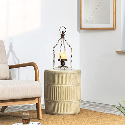 Glitzhome 1406202687 Farmhouse White Metal Lanterns Decorative Hanging Candle Lanterns thumb #5