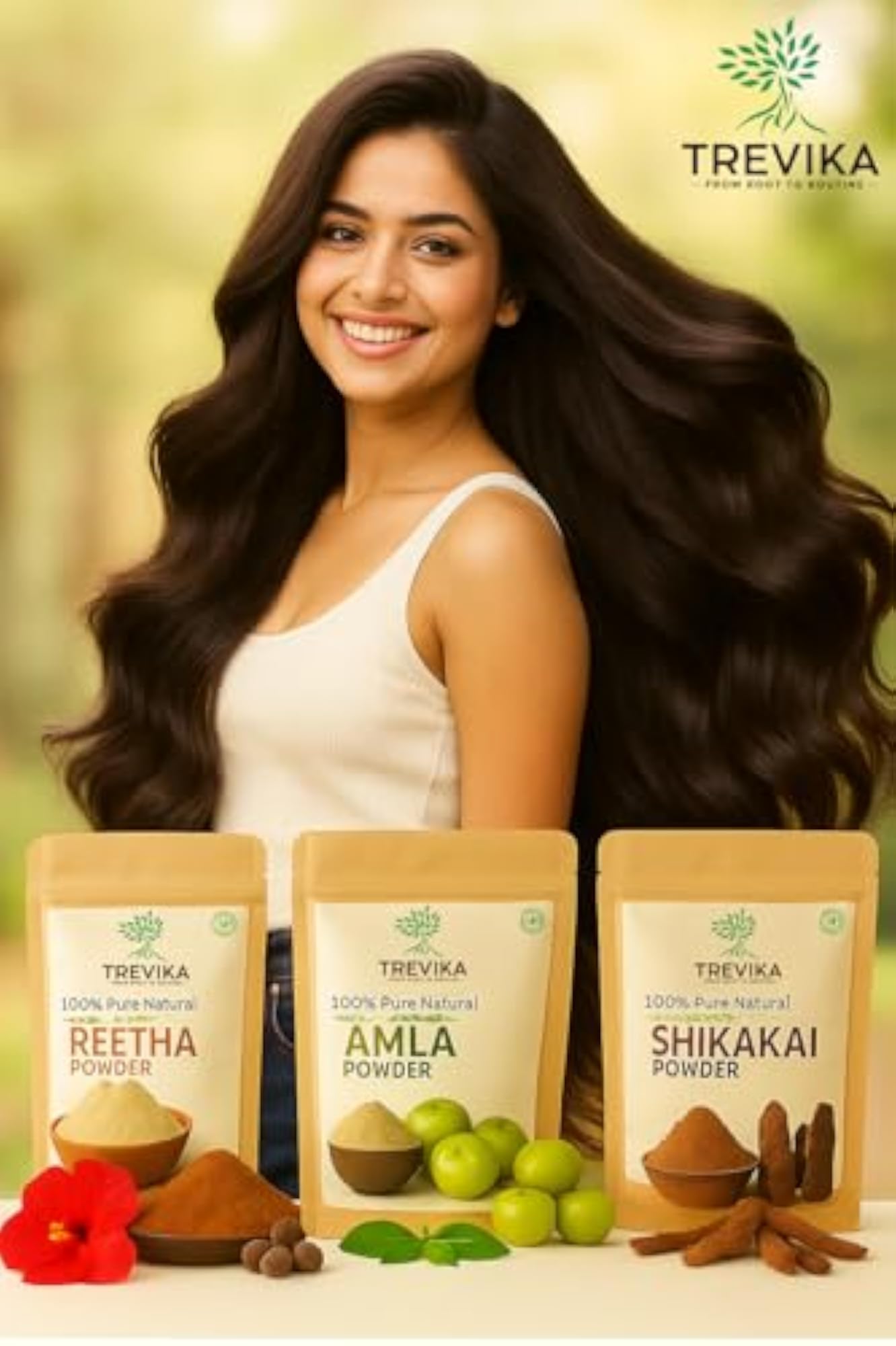 Amla Reetha Shikakai Powder for Herbal Hair Care