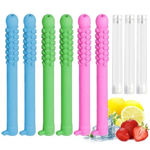 6Pcs Chewable Breather Quit Smoking with 12 Replacement Cores Portable Chewable Breather Sticks with 3 Flavors Habit Replacement