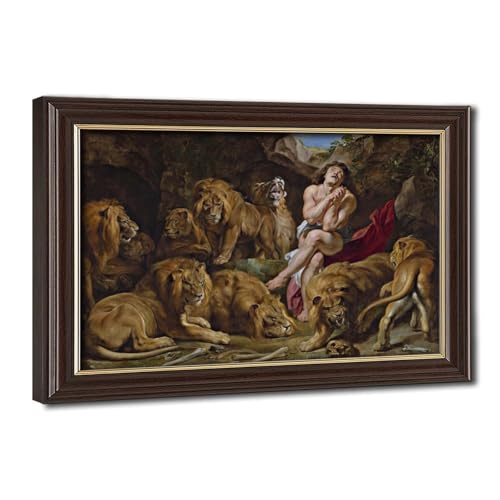Impression sur toile de Rubens : Daniel dans la fosse des lions - Déco murale 20x30 cm