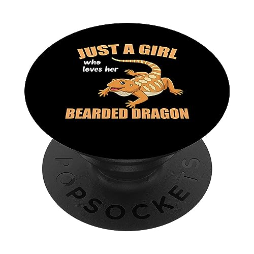 Bearded Dragon Lizard - Just a Girl Who Loves Bearded Dragon PopSockets Swappable PopGrip, Black