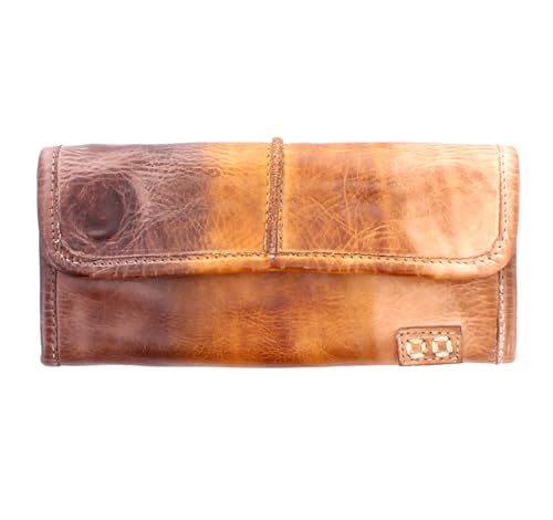 Bed/Stu Canton Vintage Distressed Leather Slim Wallet, Minimalist Front Pocket Design, Dark Brown, Handcrafted Card Holder with Money Clip (Cafe Latte)2