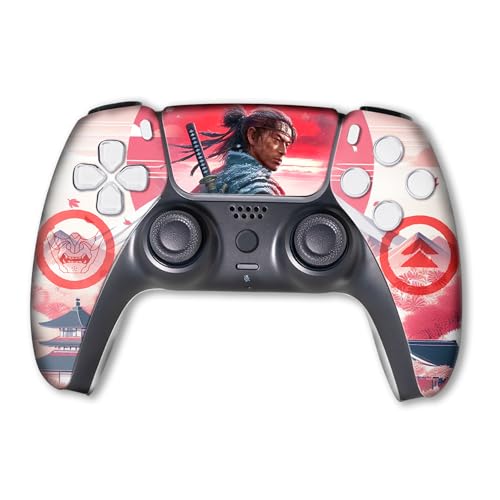 Image of Ghost of Tshushiima Custom PS-5 Controller Wireless compatible with Play-Station 5 Console by BCB Controllers | Proudly Customized in USA with Permanent HYDRO-DIP Print(NOT JUST A SKIN)(MODDED)