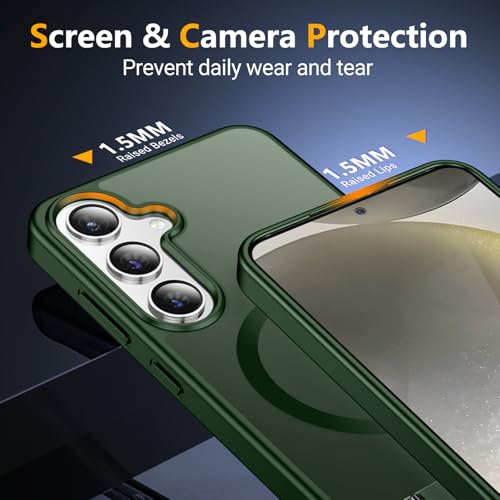 Image of SPIDERCASE Magnetic for Samsung Galaxy S24 Case, [3 Stand Ways][ Military Grade Drop Protection] with Invisible Stand Shockproof Slim Case for S24 6.2 inch,Green