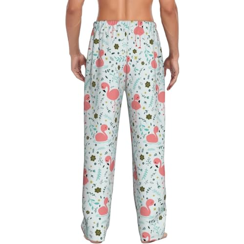 Cute Flamingo For Men'S Lightweight Pajama Pants Adjustable Drawstring & Pockets All-Season Sleepwear2