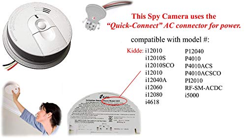 SecureGuard 1080P HD Smoke Detector WiFi Spy Camera Wireless IP Cloud P2P Wi-Fi Mobile Covert Hidden Nanny Cam Spy Camera Gadget (Replace Your existing Fire Alarm, 110V AC Quick Connector, See Pics)