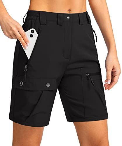 G Gradual Women's 7" Hiking Cargo Shorts Quick Dry Lightweight Summer Shorts with Zipper Pockets for Women Golf Walking Casual (Black, Large)