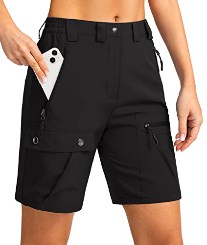 G Gradual Women's 7" Hiking Cargo Shorts Quick Dry Lightweight Summer Shorts With Zipper Pockets For Women Golf Walking Casual (Black, Large) #TOP30