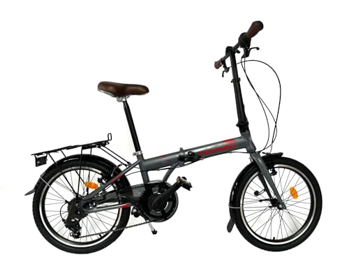 Toys Store 20 Zoll Alu Faltrad Klapprad 7Gang-Schaltung Camping Rad Klappfahrrad (Grau-Rot)