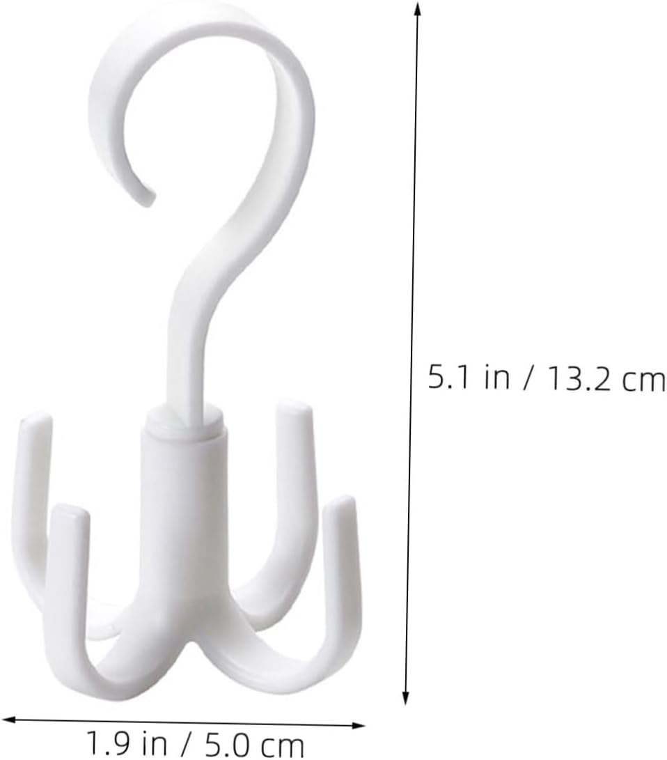 2pcs Rotating Four-Claw Belt and Scarf Hanger Organizer for Home and Wardrobe, Versatile White Ps Material Handbag and Hat Holder, Space-Saving Fashionable Design