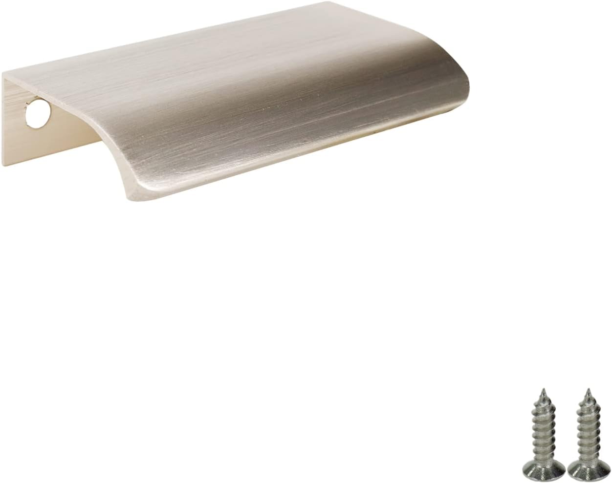 3.15 Inch Thickened Curved Edge Finger Pulls 10Pcs, 2.5 Inch Hole Spacing, Nickel Plating Aluminum Alloy Funiture Pull, Back Mount Concealed Handles for Cabinets, Cupboard, Drawer, Dresser, Wardrobe
