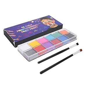Zerodis Set de Maquillaje Facial, 12 Colores, Pintura Facial y Corporal, Pintura Facial y Corporal a Base de Agua…