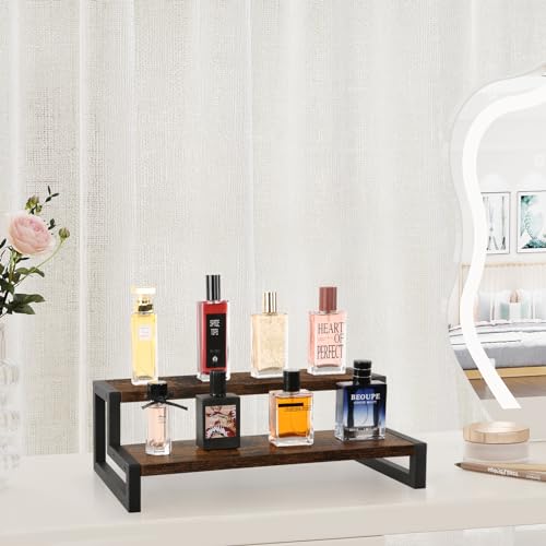 Image of YINMIT Tiered Display Stand Riser Shelf, Wooden Spice Rack Organizer for Countertop, 2 Tier Kitchen Counter Shelf
