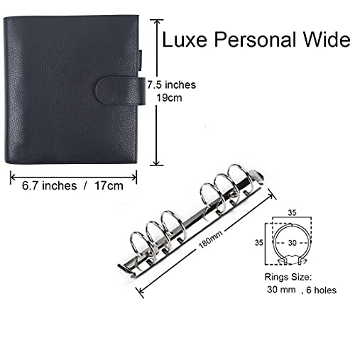 Moterm Personal-Wide Luxe Rings Planner - Genuine Leather Binder Organizer (Pebble-Black, 30Mm Ring) #TOP5
