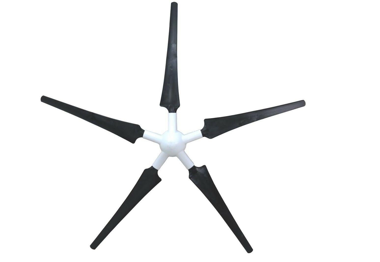 Alas horizontales de 107 cm de largo, 5 hojas, 225 cm de diámetro, mezcla de plástico y fibra de vidrio, para aerogeneradores pequeños