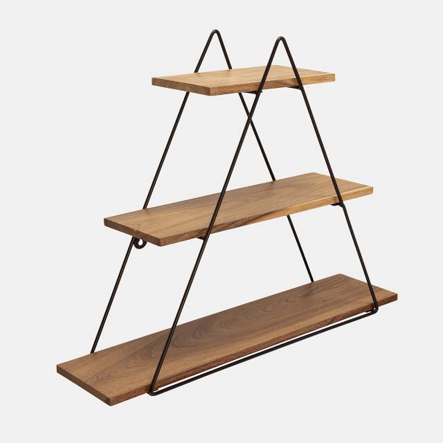 COSTCO EXPORTS INC Metal/Wood 20" H Traingle 3 Tier Shelving Floating Home Decor Wall Shelf