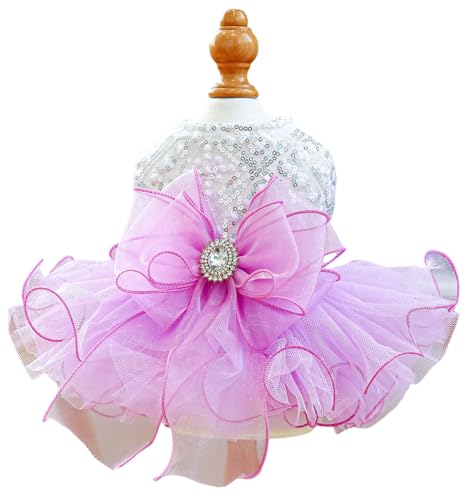 Furbabycare(フベビーケア?)犬猫用 ドッグウェア 洋服 ドレス ペット用 お姫様ワンピース カジュアルな ボーダー柄 チワワ 超小型犬 小型犬用 レッド A-パープル S