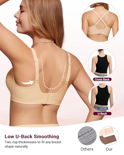 Image of As Fairy Wireless Bras for Women Full Coverage Seamless Scalloped Push Up No Underwire Everyday Bra with Air Holes