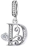 XOYOYZU Silver Letter Charm Fit for Pandora Charms Bracelet Alphabet Initial Dangle Charms Beads Jewelry Gifts for Women D