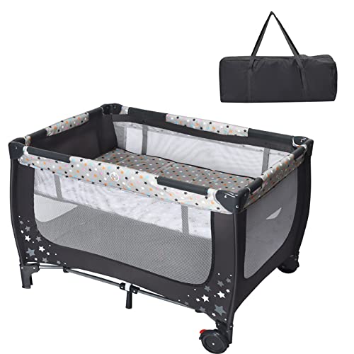 Lifezeal Cuna De Bebé Plegable 3-1, Parque Y Cuna De Viaje, Cuna Portátil Con Moisés Desmontable, Ruedas, Malla Transpirable Y Bolsa, Moisés Para Niños Hasta 3 Años Gris Lifezeal Cuna De Bebé Plegable 3-1, Parque Y Cuna De Viaje, Cuna Portátil Con Moisés Desmontable, Ruedas, Malla Transpirable Y Bolsa, Moisés Para Niños Hasta 3 Años Gris