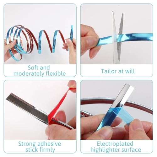 5m Silver Wall Molding Trim Peel and Stick Corner Angle Trim Self Adhesive Flexible Strip Mirror-like Finish Frame Guard Edge Protector for Ceiling Windows Tables Corners Rooms Cars 16.4 Ft