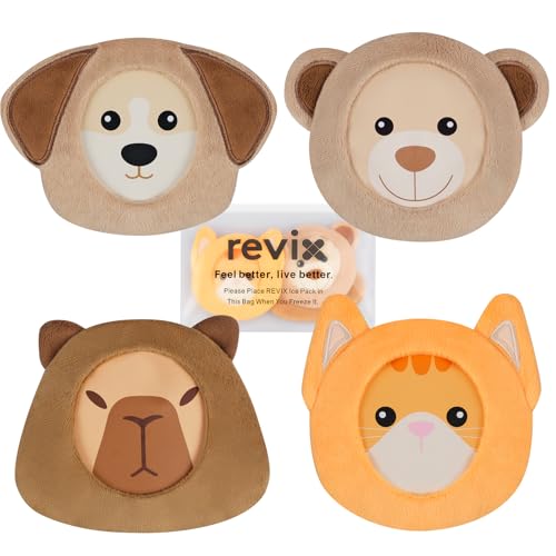 REVIX Kids Ice Packs for BooBoos Babies Small Gel Ice Pack Reusable for Toddlers with Soft Cloth Covers and Cute Animals Designs 4 Hot and Cold Packs for Everyday Comfort Soothing and Relaxation