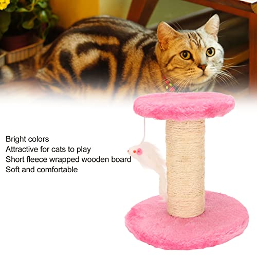 Rascador para gato de 2 niveles con peluche suave rosa miniatura 4