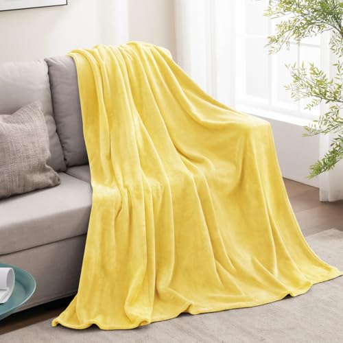 Image of BEDELITE Fleece Blanket Light Yellow Throw Blankets for Couch & Bed, Luxury Plush Cozy Fuzzy Blanket 50x60 inches, Super Soft Warm Lightweight Throw Blanket for Travel Camping