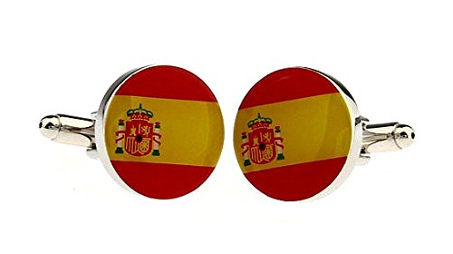 Gemelolandia | Gemelos Bandera de España Redonda Gemelos Originales Para Camisas | Para Hombres y Niños | Regalos Para Bodas, Comuniones, Bautizos y Otros Eventos