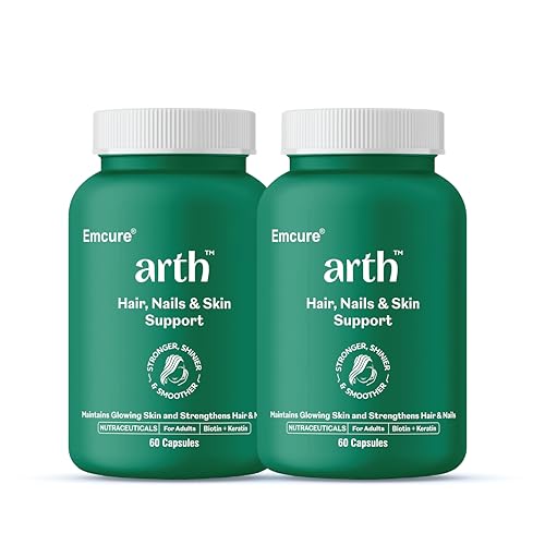 Image of Arth Biotin Capsules For Hair Growth, Skin & Nails - 120 Veg Capsules for Men & Women | Vitamin A, B, D3, Folic Acid, Keratin Builder & Hyaluronic Acid | Supplement For Healthy Hair, Nails & Skin