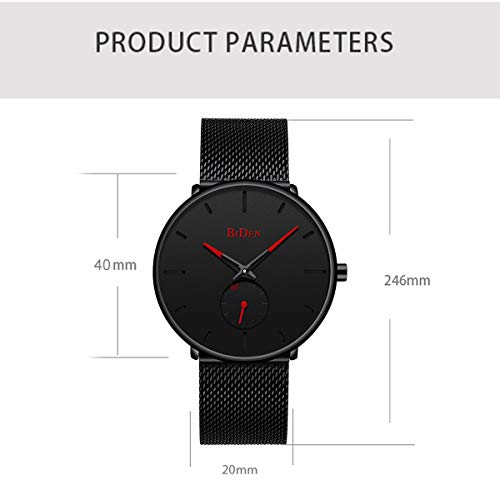 Mens Watches Fashion Simple Minimalist Waterproof Quartz Analog Watch Designer Luxury Business Classic Wrist Watch - Red