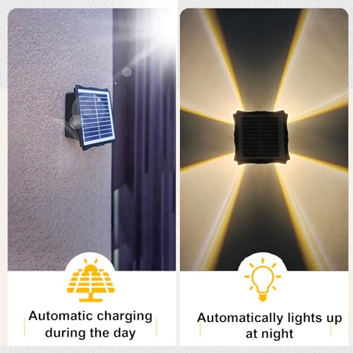 ZVO Solar Wall Light for Outdoor Solar Light for Outdoor LED Wall Light Up and Down Lights 2 Mode IP65 Waterproof Wireless Solar Lamps for Outdoor Pathway Staircase Terrace (Warm White) - Image 2