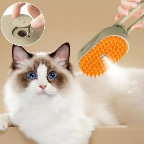 Escova Elétrica de Remoção de Pelos para Cães e Gatos, Recarregável, com Pente a Vapor
