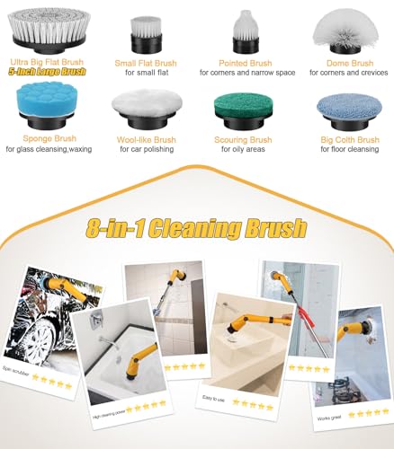 Qimedo YD-LDQJS23-01 Electric Spin Scrubber Extra Large Brush Q3,6000 Mah Best Battery Power Scrubber For Cleaning,1200Rpm Shower Cordless Cleaning Brush With 8 Brushes For Bath/Tub/Tile/Floor thumb #6
