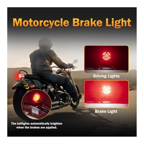 Feu arrière de moto à LED avec support de plaque d'immatriculation pour Chopper - 6