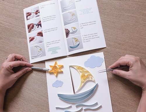 Generic Kit de quilling QuillYourDream para crianças e adultos – 5 projetos com instruções detalhada