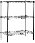 Amazon Basics 3-Shelf Narrow Storage Unit With Height Adjustable Shelves and Levelling Feet, 340 kgs Max Weight, Black, 34 cm D x 58.9 cm W x 76.2 cm H